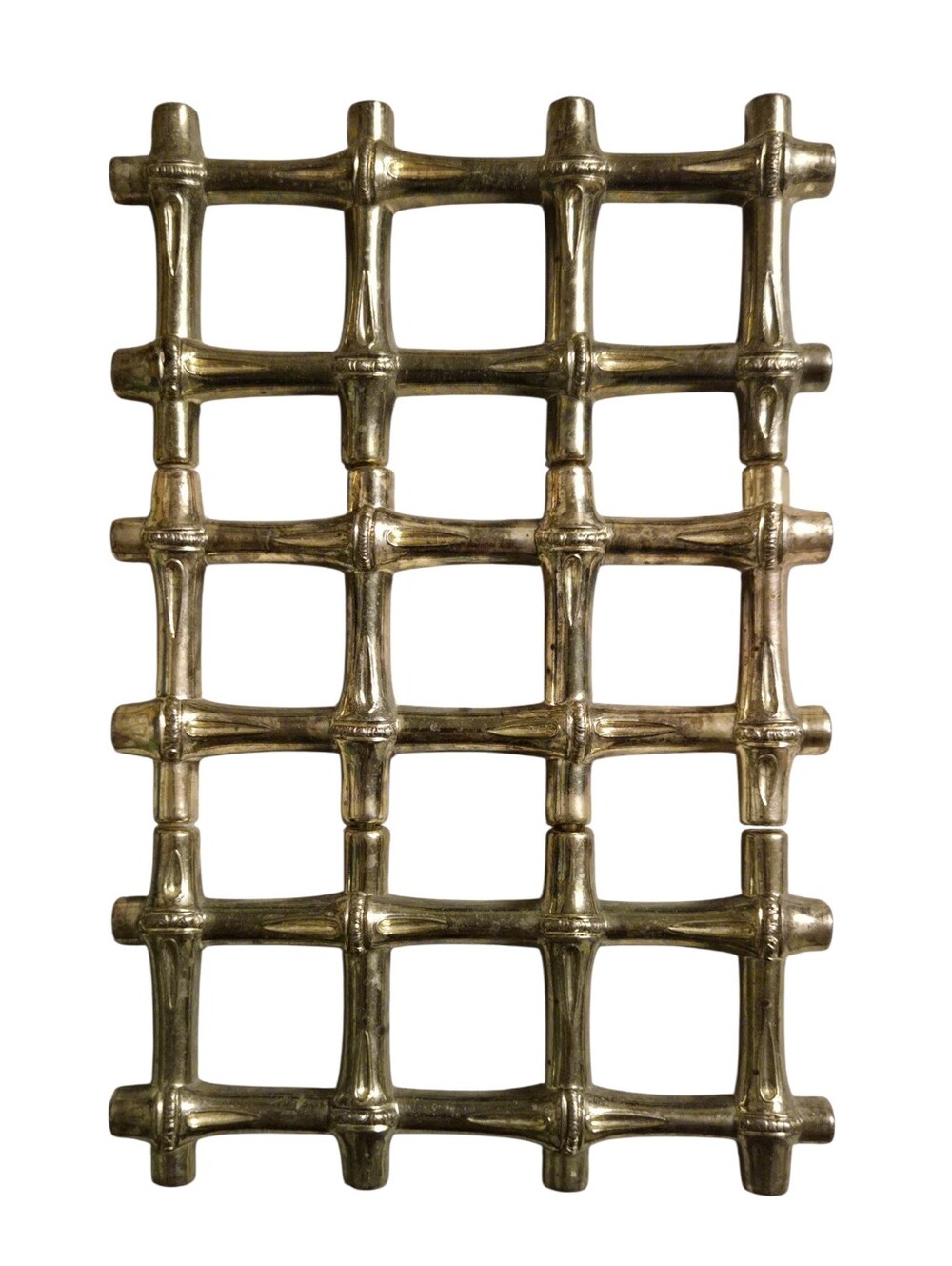 vintage Italian faux bamboo  F.B. Rogers E.P. zinc expandable trivet
